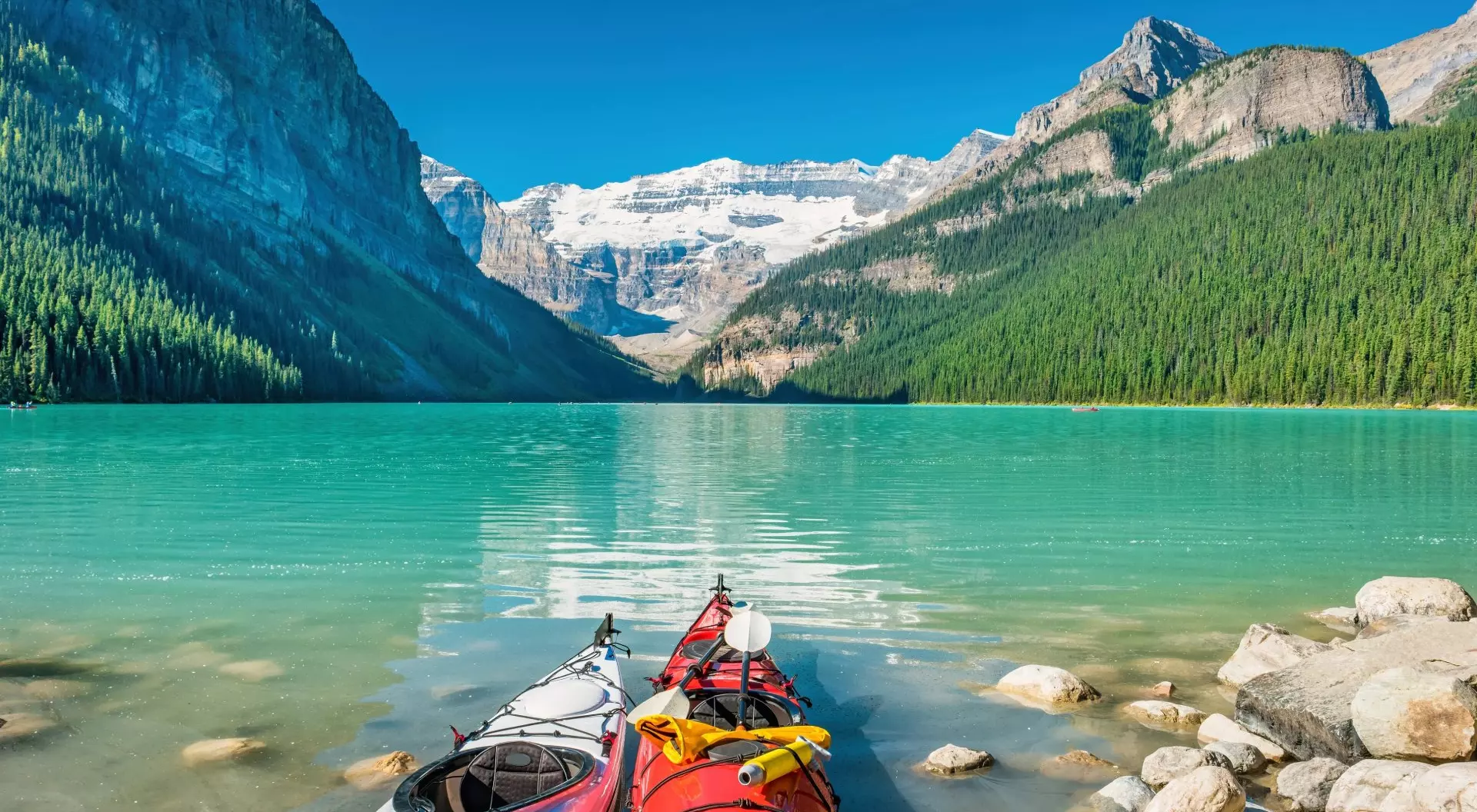Lake Louise, Canada Kayaks at Lake Louise Banff National Park Alberta Canada