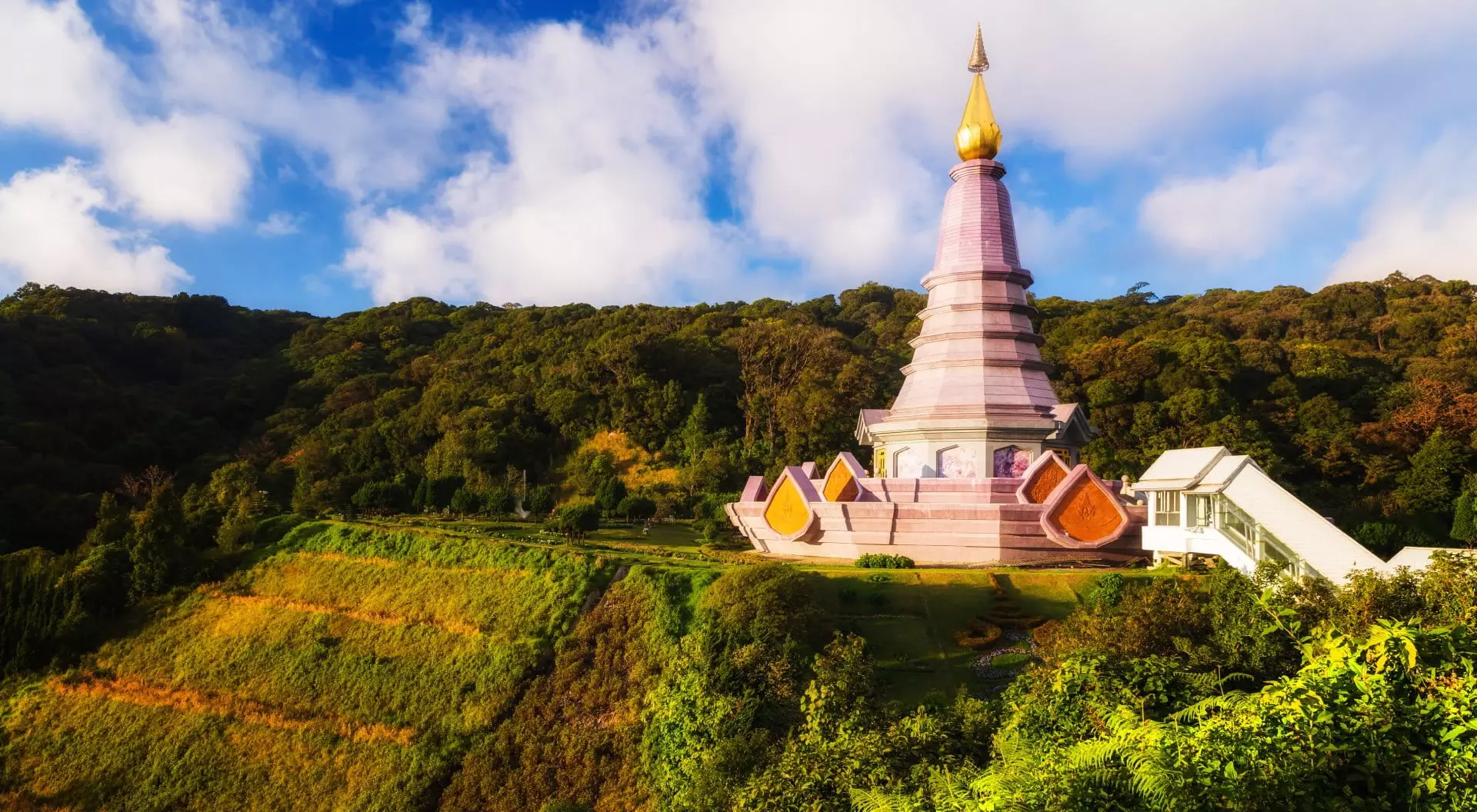 Landscape Phra Mahathat Napamathanidol and Phra Mahathat Napaphol Bhumisiri.