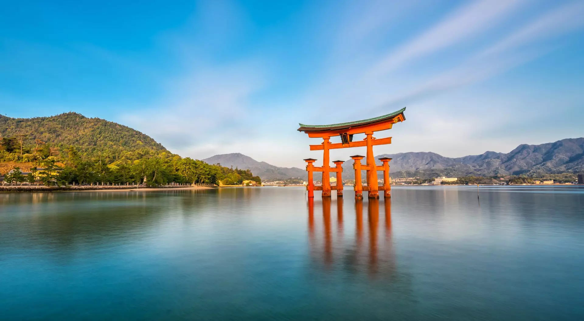 Famous floating torii gate at Itsukushima Shrine, Miyajima Island, Japan