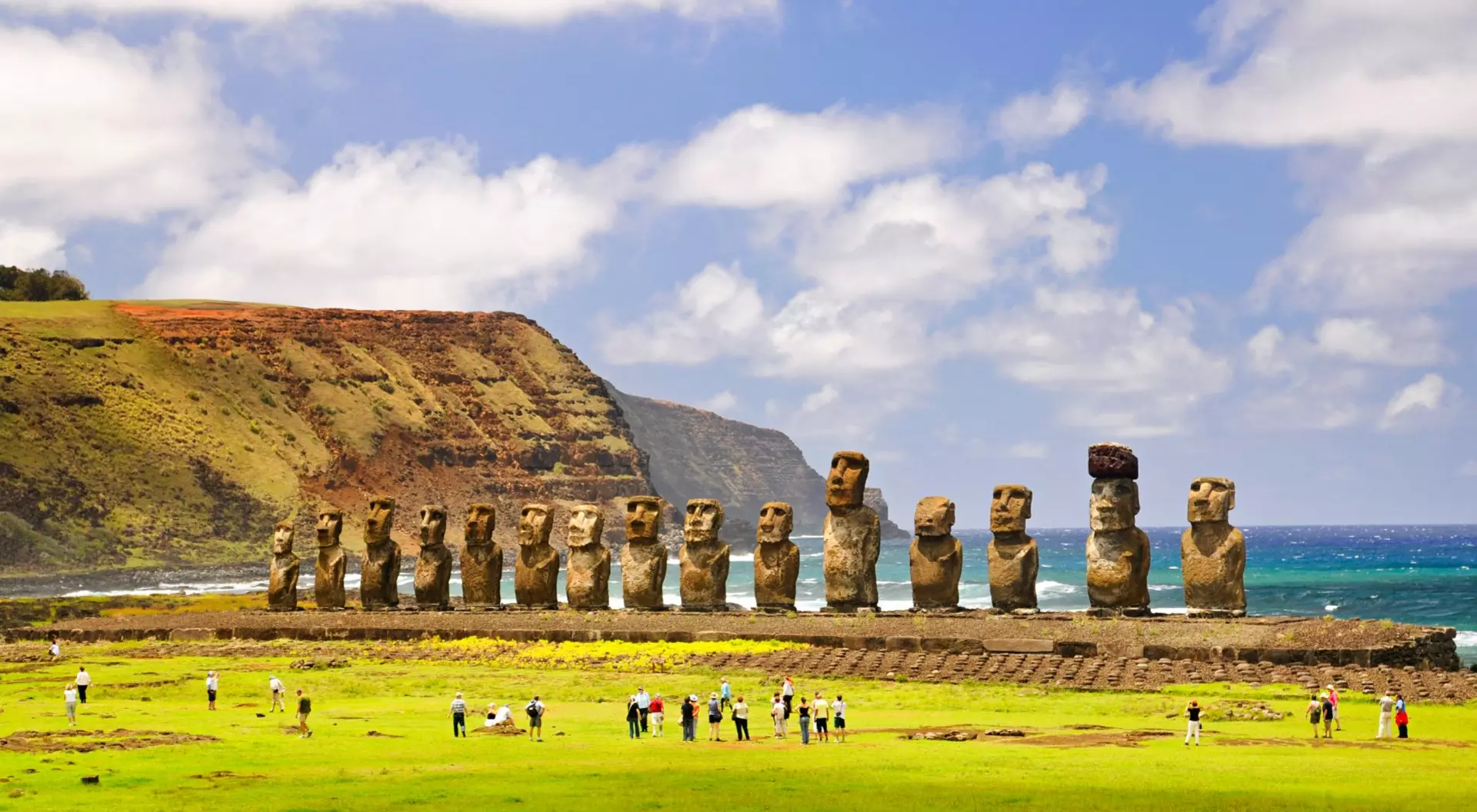 Moais of Ahu Tongariki on Easter Island, Chile