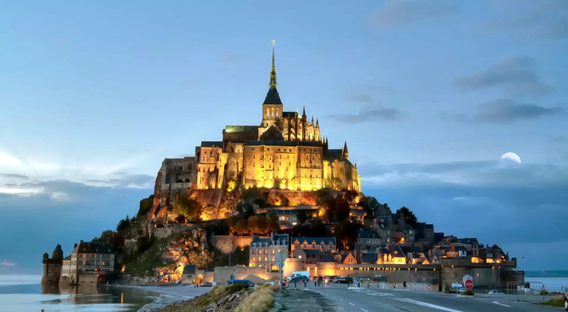Mont Saint-Michel at twilight, Normandy, France