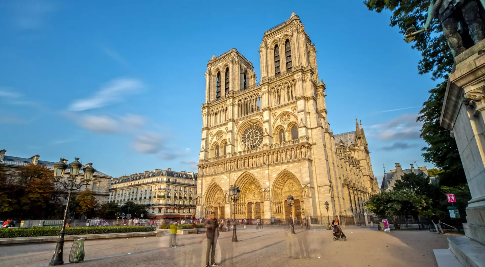 Paris, France Notre Dame in Paris at Golden Hour