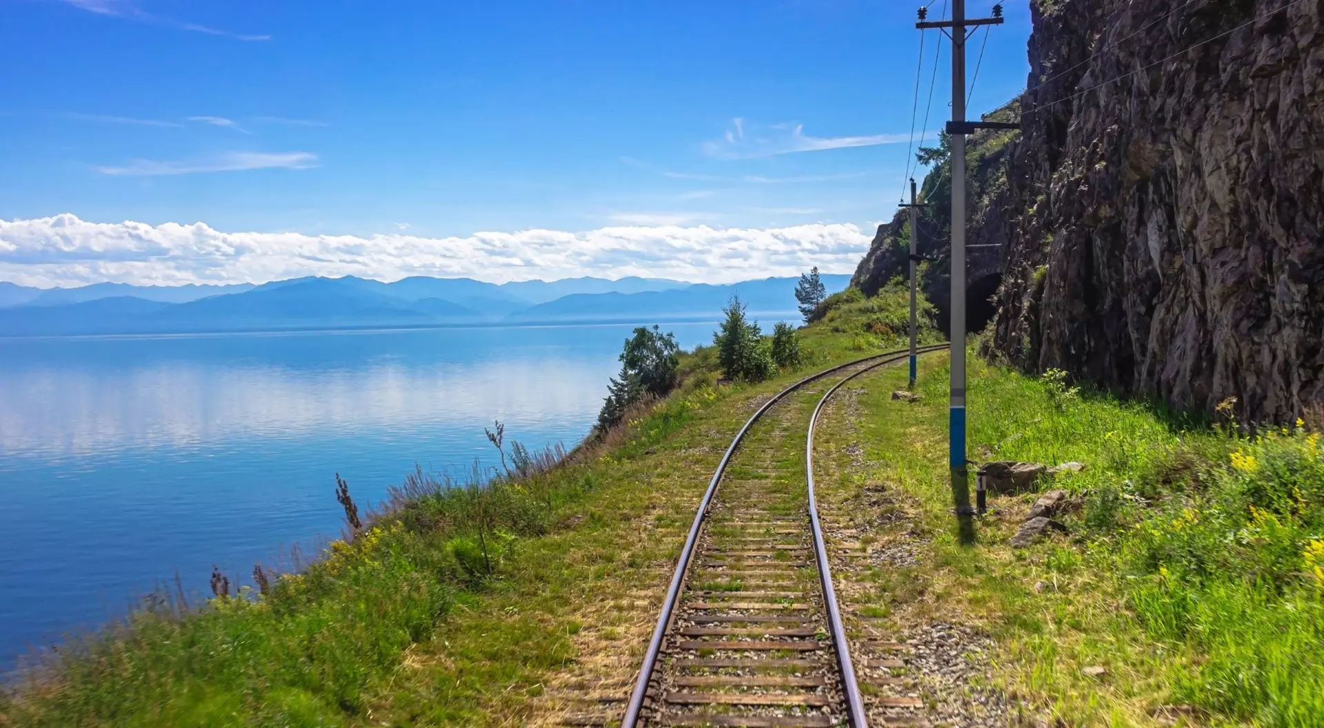 Russia Old Trans-Siberian railway in Baikal lake.