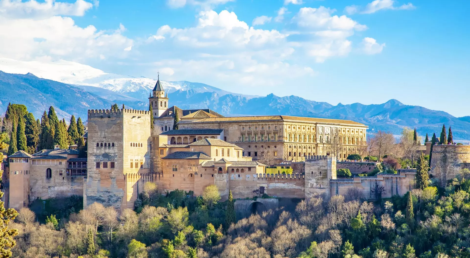 Granada, Spain Palace and fortress complex of Alhambra during sunset in Granada, Andalusia, Spain