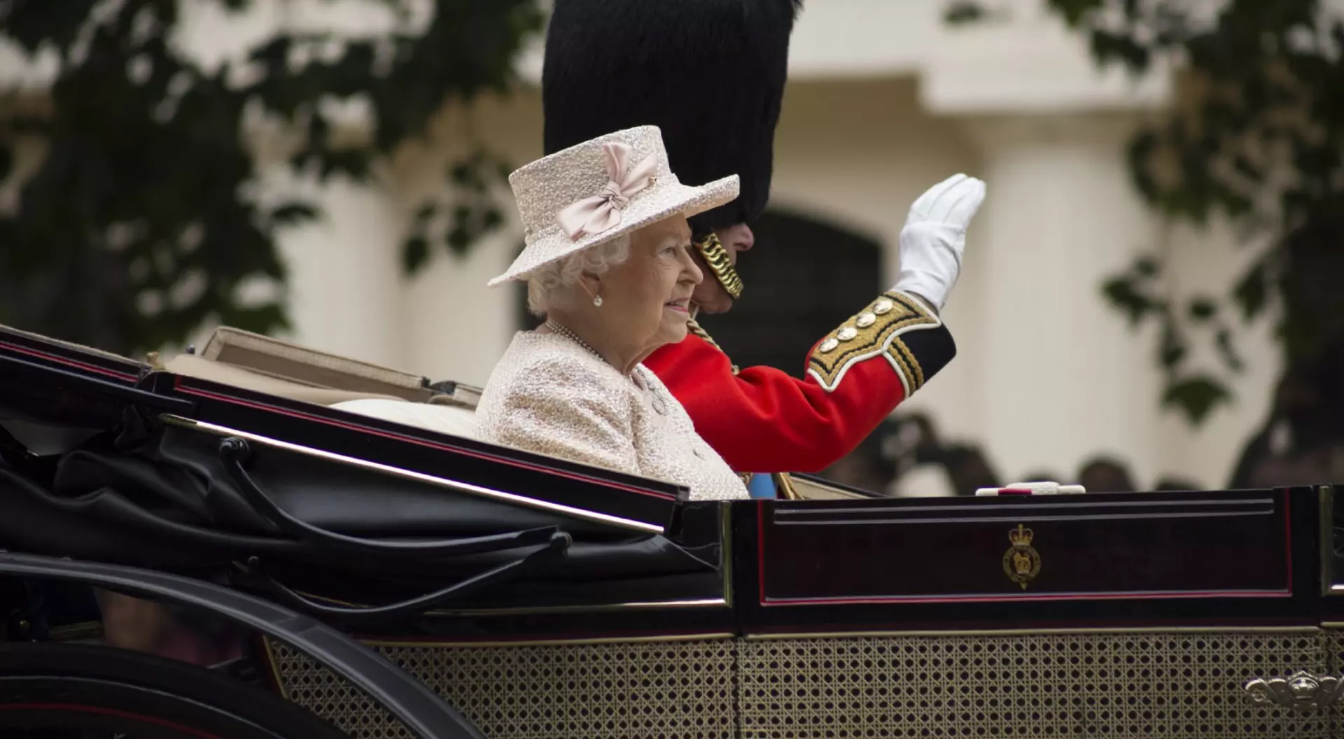 England, UK Queen Elizabeth II in an open carriage with Prince Philip