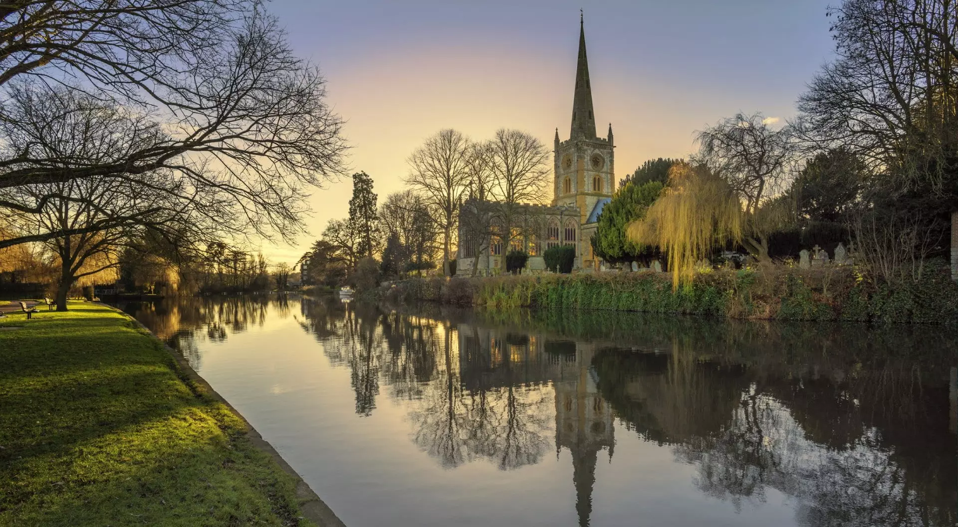 River Avon near Holy Trinity Church at Stratford-upon-Avon, England, UK