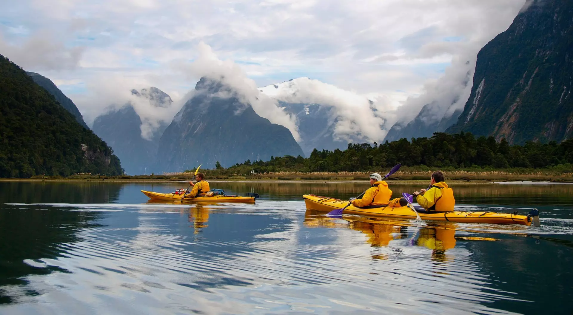 Milford Sound, New Zealand Sea Kayak in Milford Sound, New Zealand