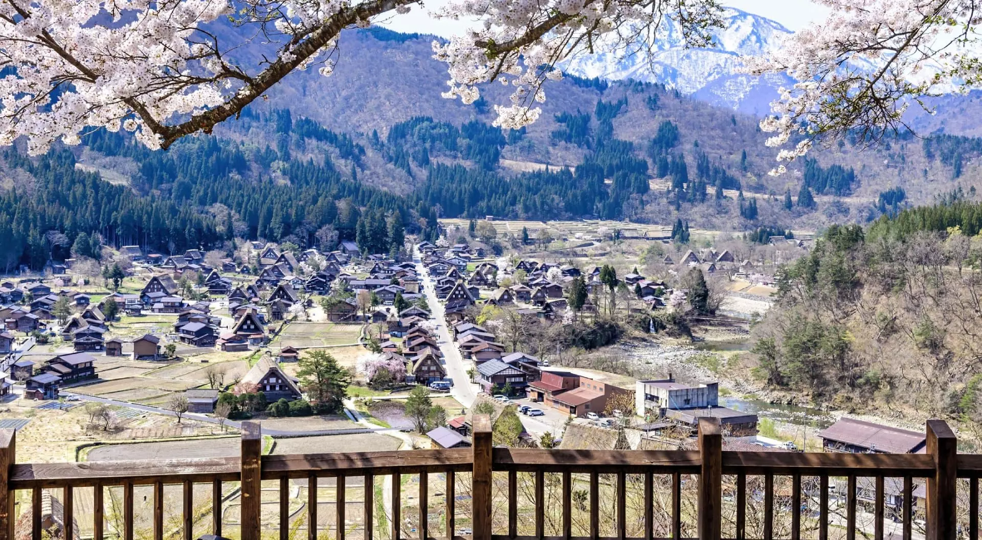 Shirakawa-go, Japan Shirakawa-go village as seen from Tenshukaku Observatory, Takayama, Japan