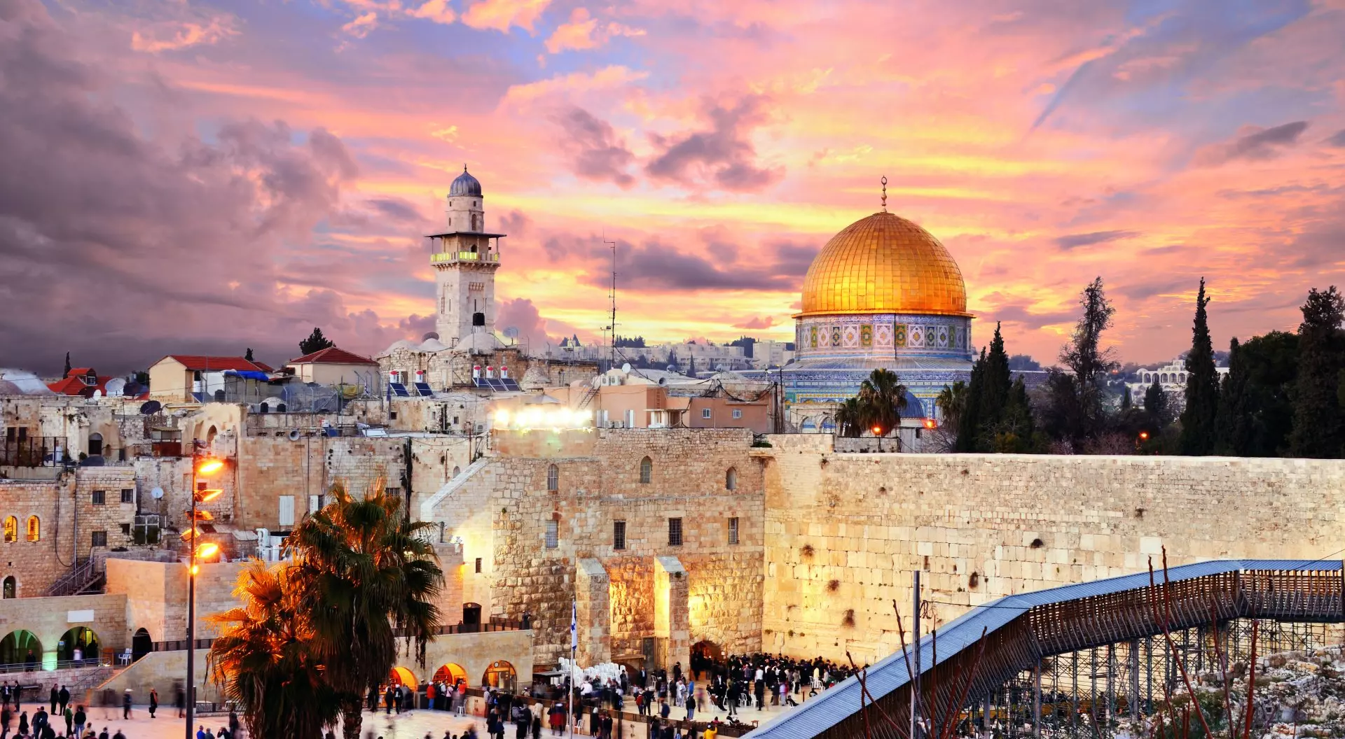 Jerusalem, Israel Skyline of the Old City at the Western Wall and Temple Mount in Jerusalem, Israel