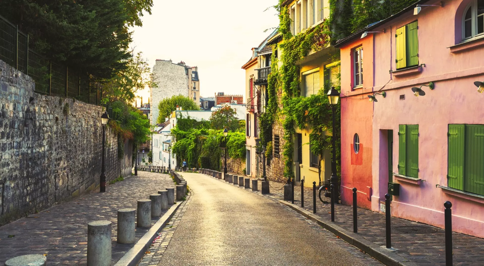 Paris, France Streets of Montmartre during sunset in Paris in France
