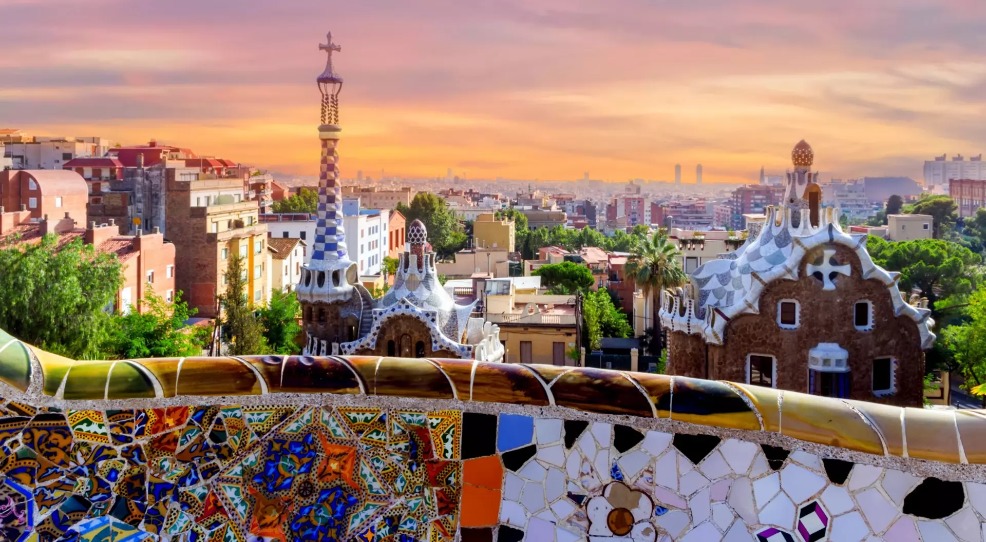 Barcelona, Spain Sunrise at Parc Guell, Barcelona, Spain