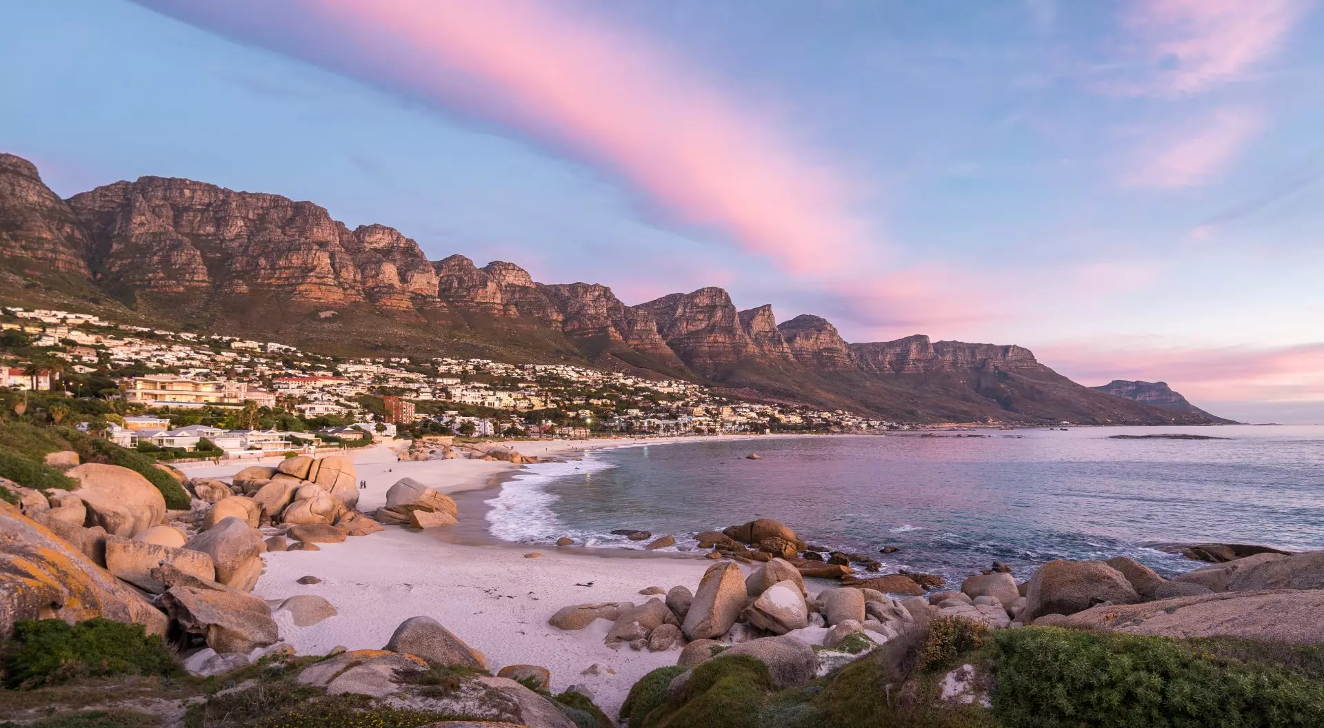 South Africa Sunset Over Camps Bay Beach in Cape Town, South Africa