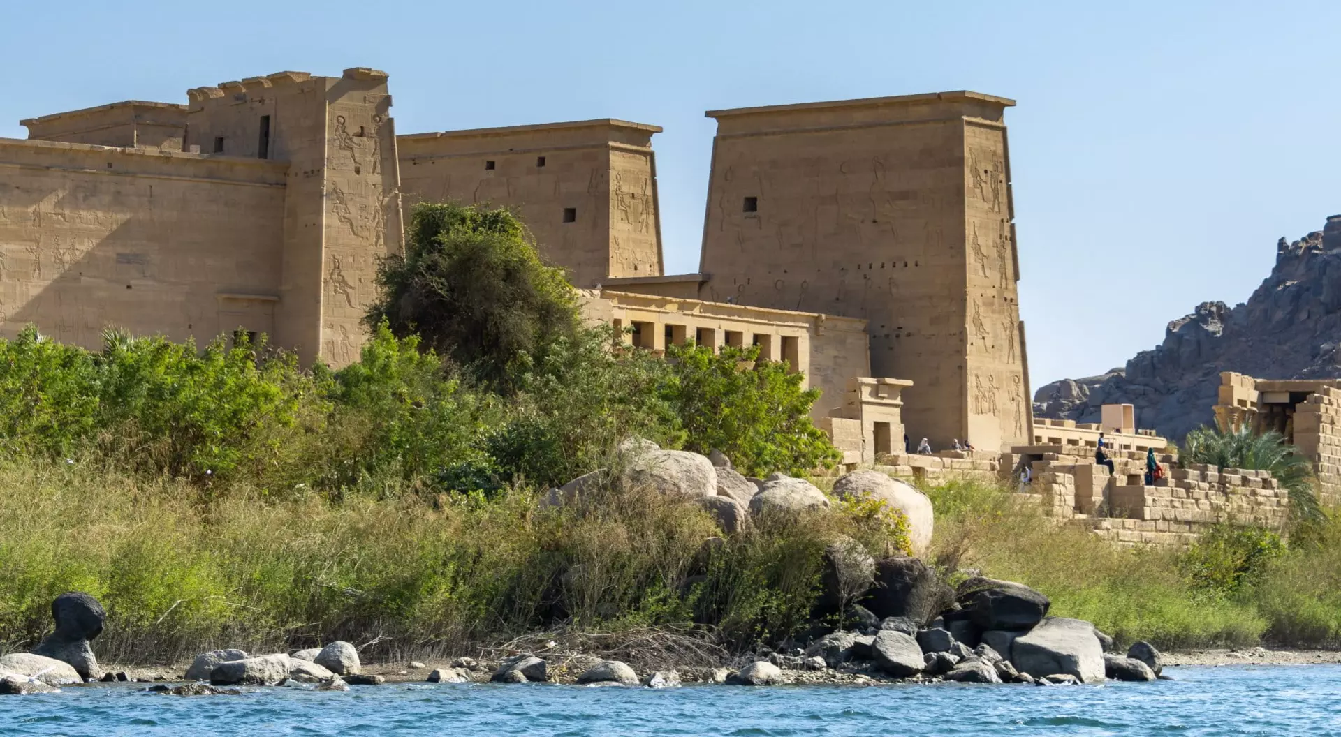 Temple of Philae along the Nile in Aswan, Egypt 