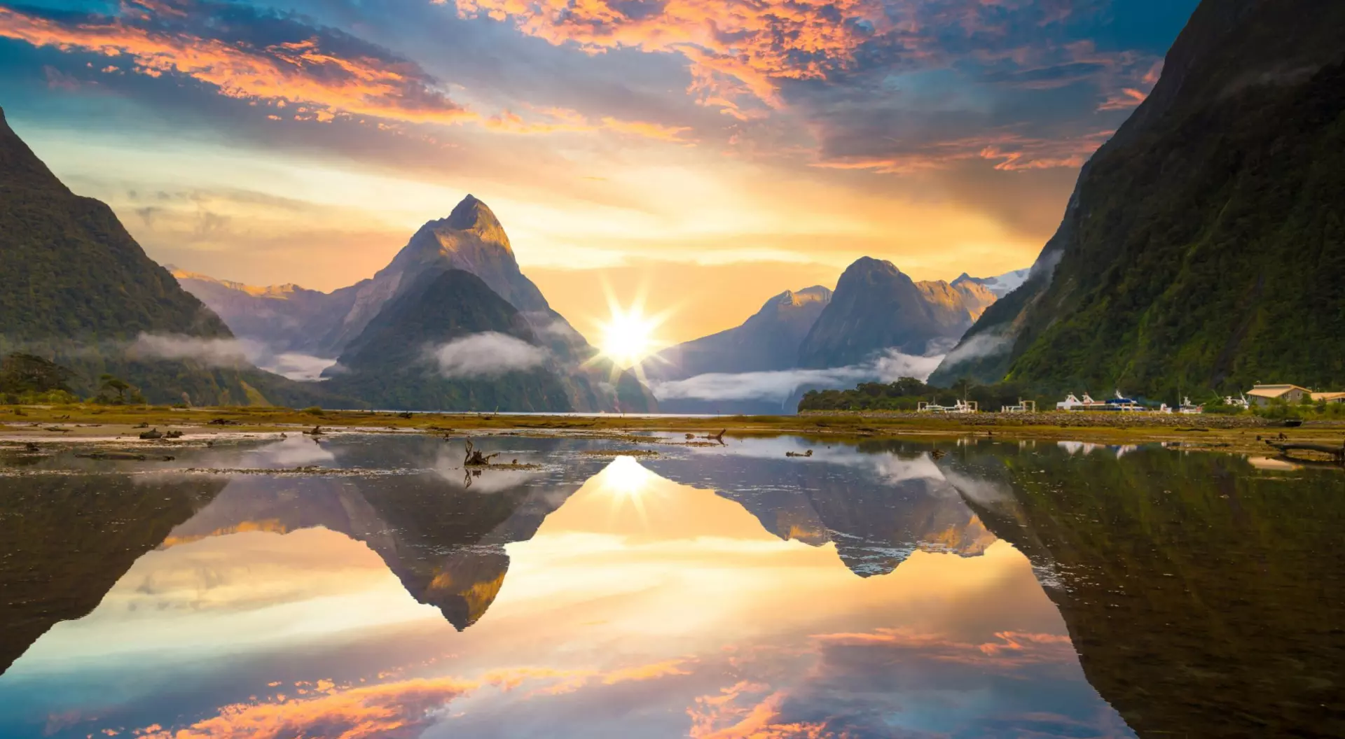 New Zealand The Milford Sound fiord. Fiordland national park, New Zealand