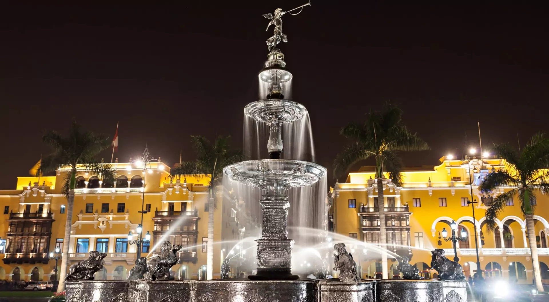 Lima, Peru The fountain in Plaza Mayor, Lima, Peru