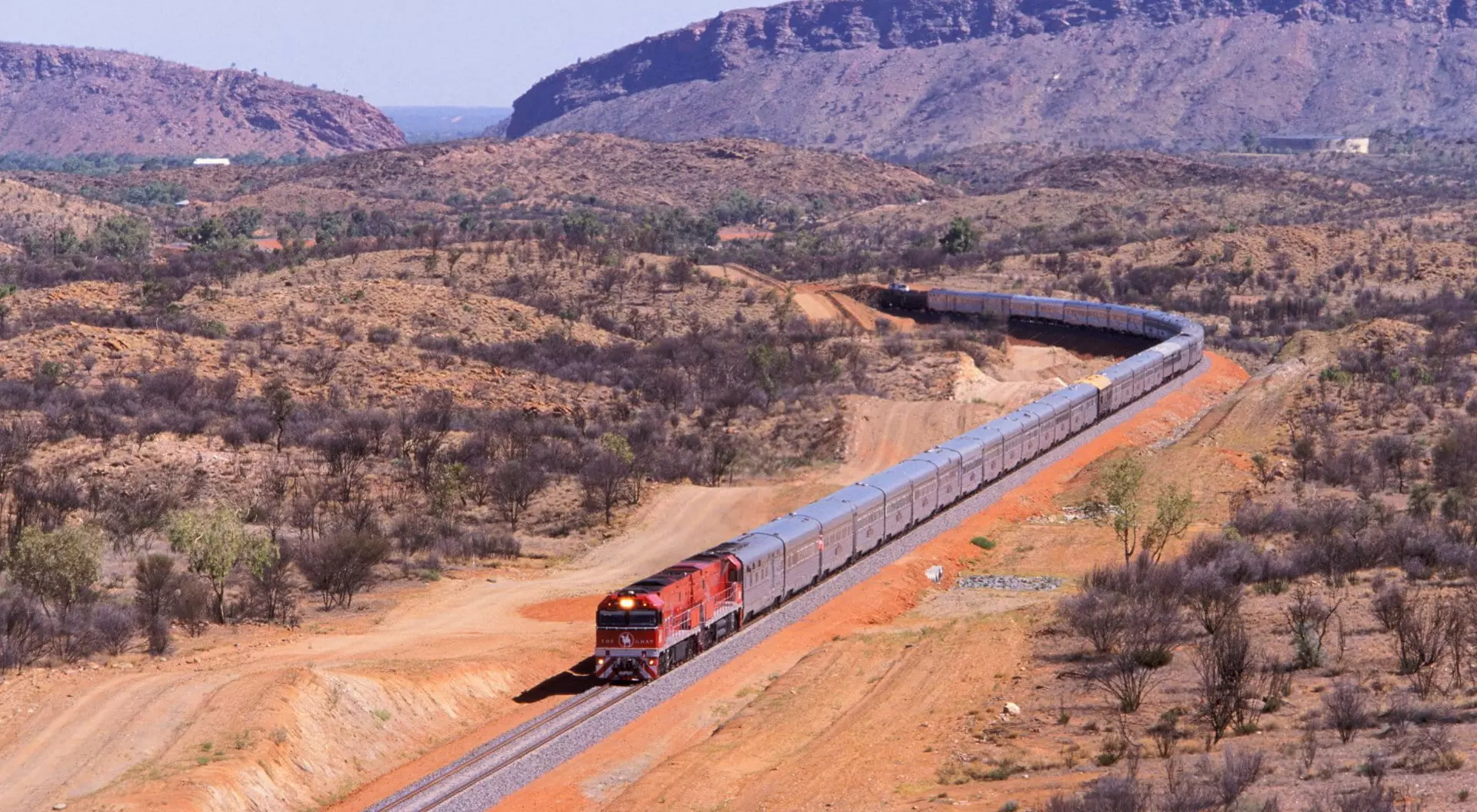 Alice Springs, Australia The First Ghan train to Darwin departs Alice Springs