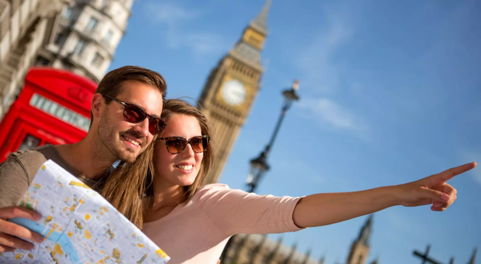 Tourist Couple with Map in London, England, UK