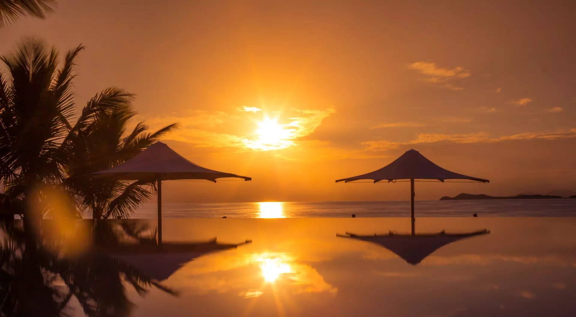 Fiji Tropical Fijian swimming pool at sunrise