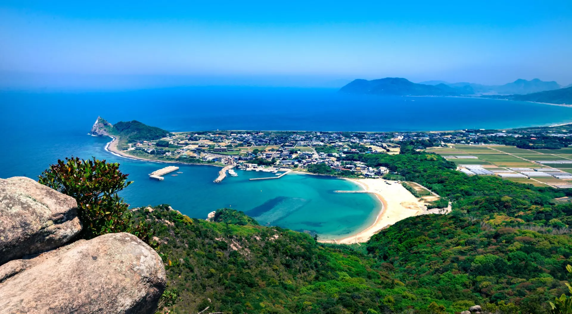 Mount Tateishi, Kyushu Island, Japan View from Mount Tateishi above Itoshima, Fukuoka on Kyushu Island, Japan
