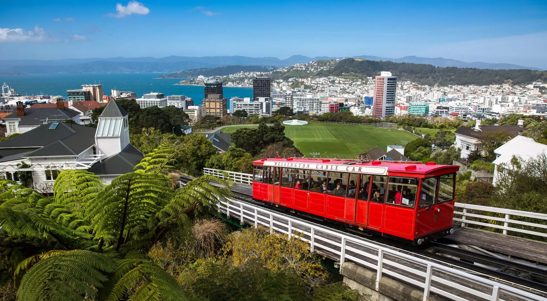 View of Wellington Cable Car and skyline, Wellington, New Zealand