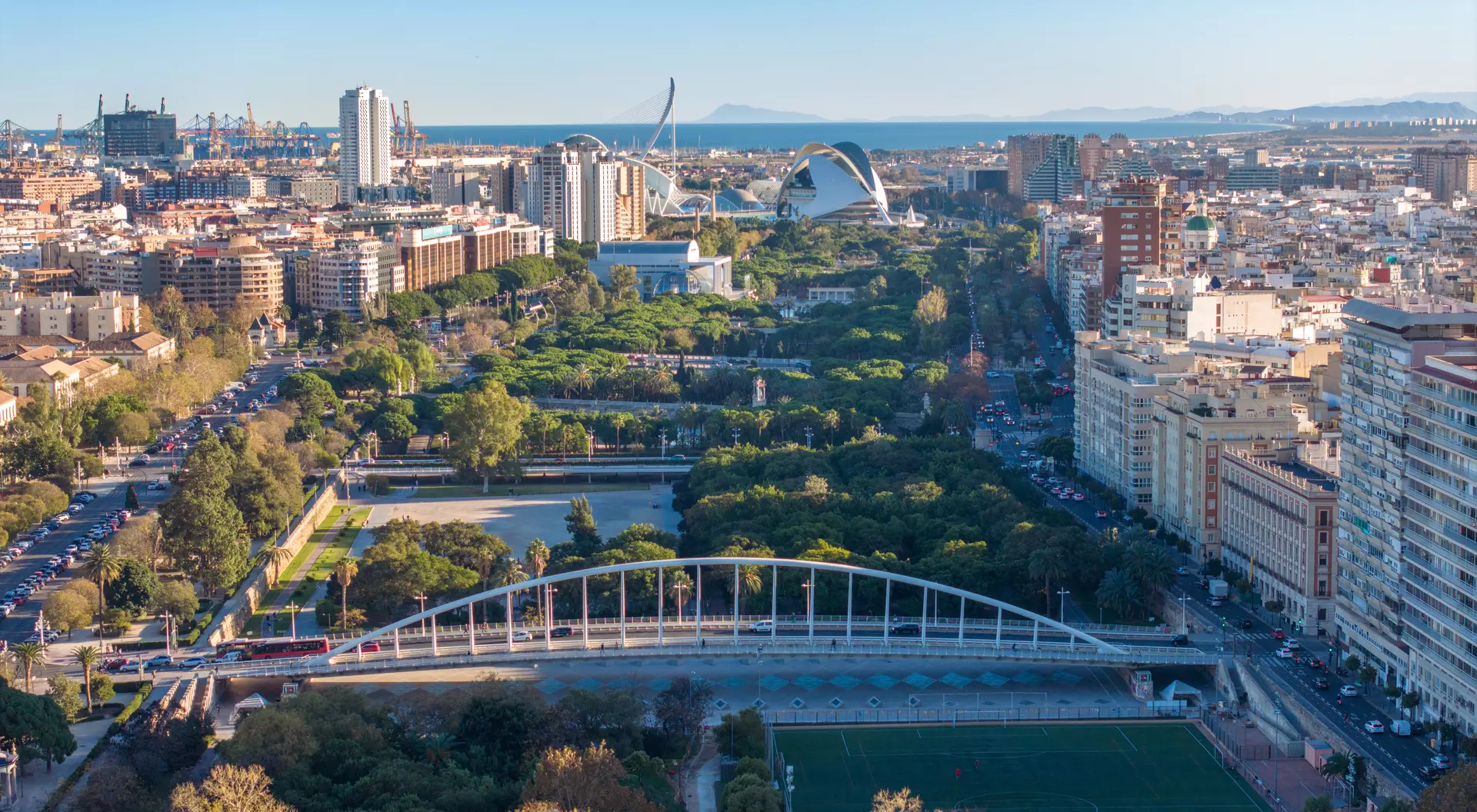 An overhead view of Valencia, Spain.