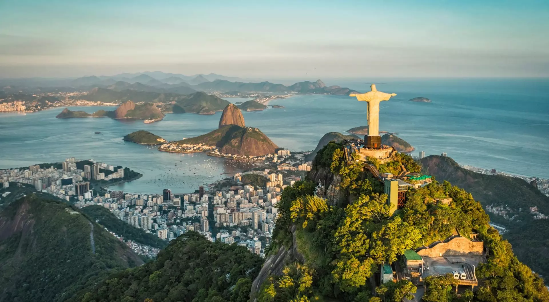 Christ the Redeemer, Rio de Janeiro, Brazil aerial view of Christ the Redeemer watching over Rio de Janeiro from his benevolent perch above the city