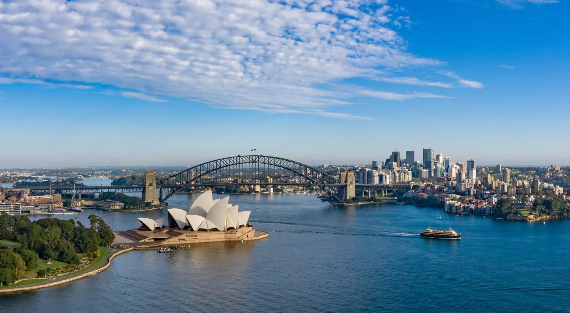 An aerial view of Sydney Harbour in Australia.
