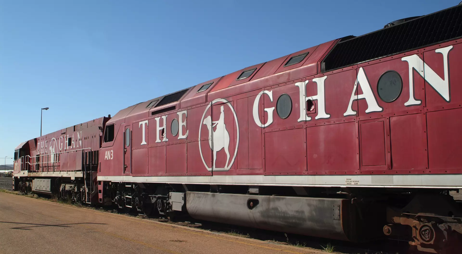 Australia The Ghan - the train through Australia by his stop in the rail station of Alice Springs in Northern Territory
