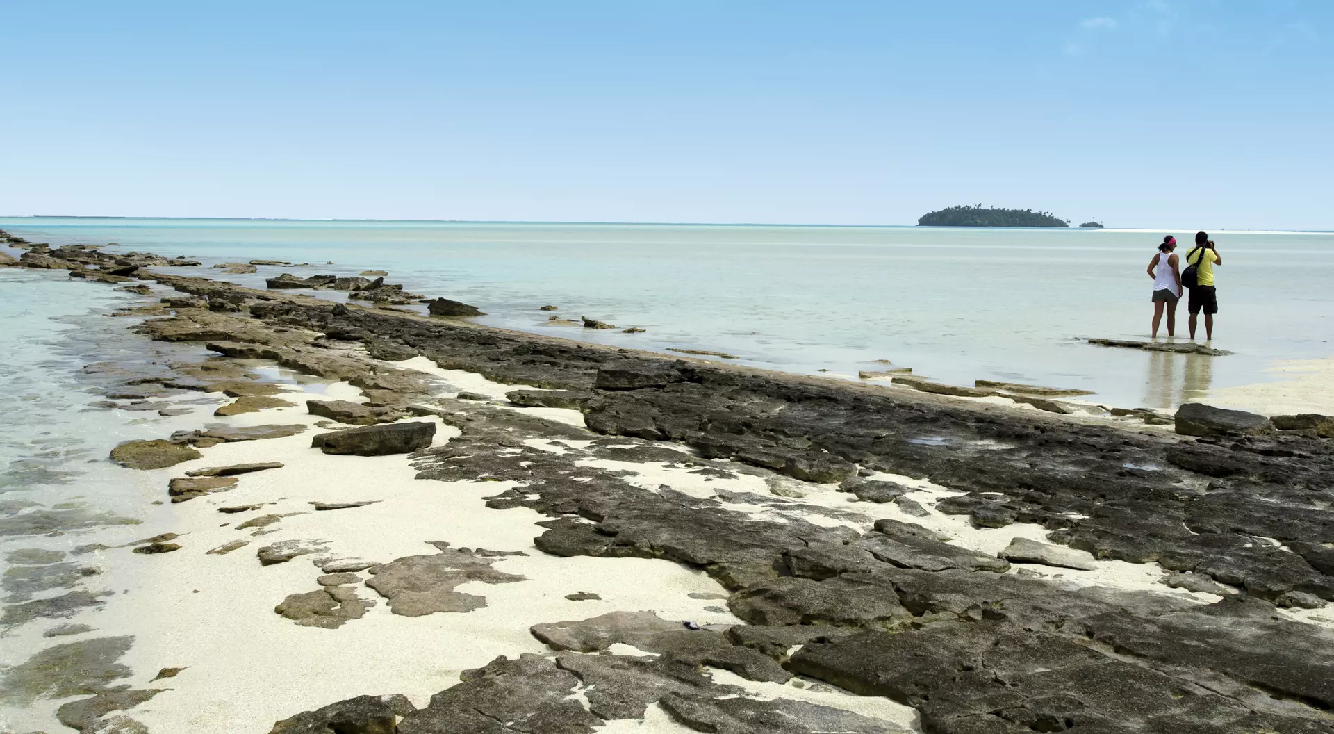 Young couple visit Aitutaki Lagoon Cook Islands