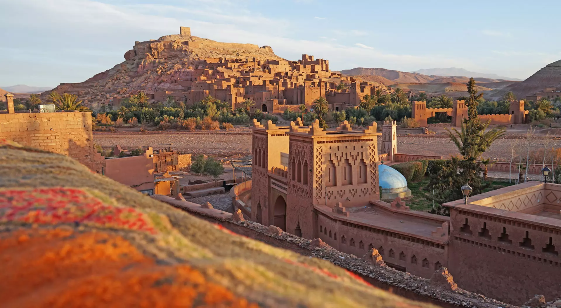 Panoramic view of Ait Benhaddou Kasbah in Morocco