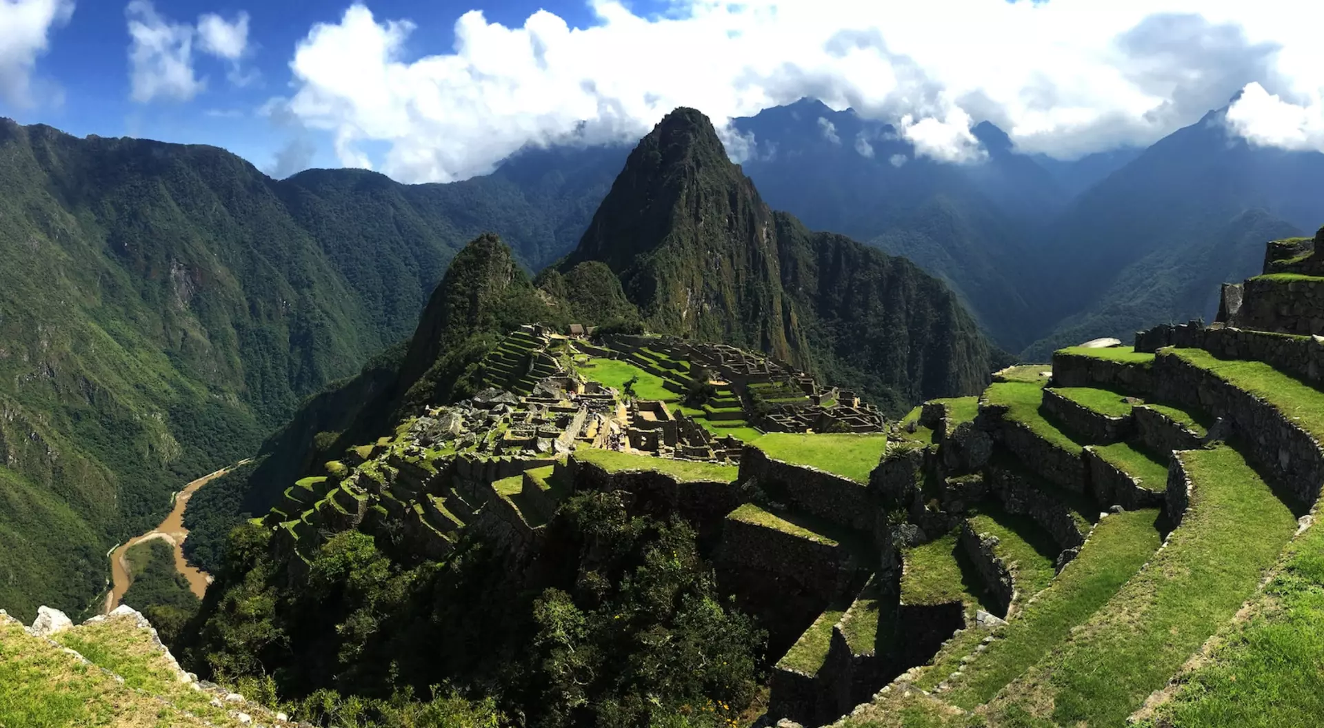 Machu Picchu, Peru mountaintop ruins surrounded by mountain peaks