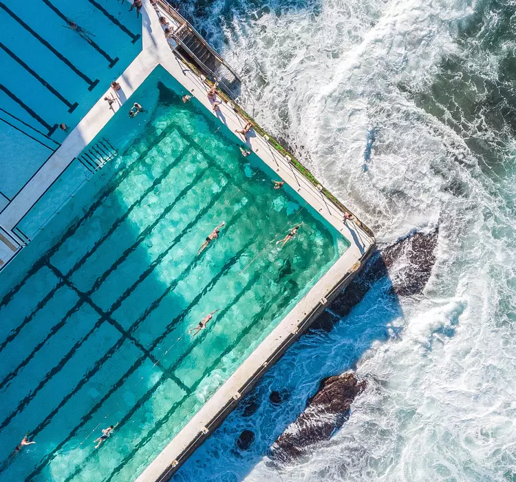 People swimming near Bondi Beach