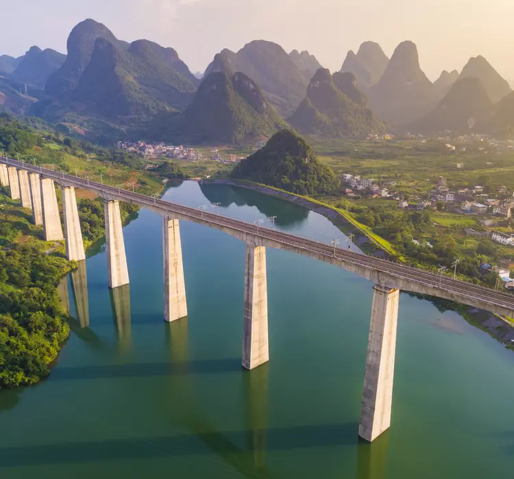 High-speed rail through the karst landform in China
