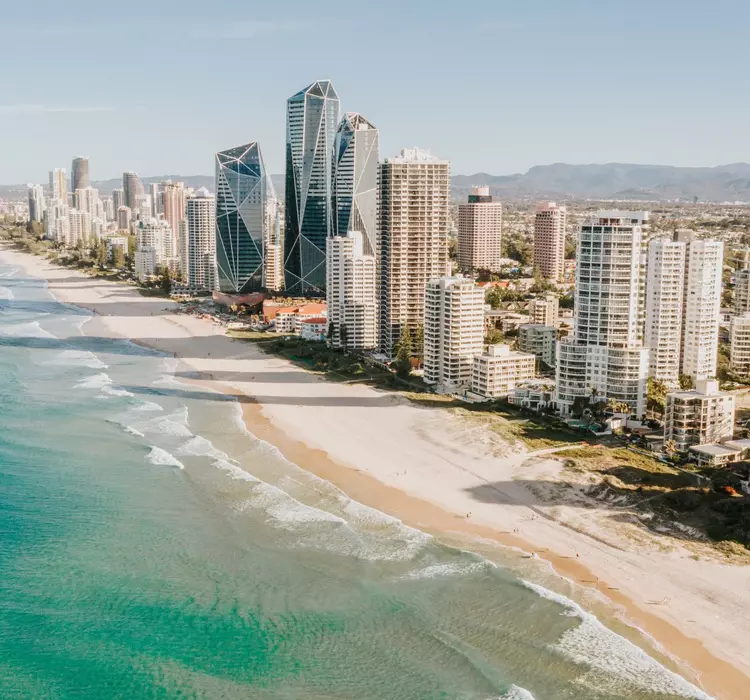 Aerial view of The Gold Coast strip, Queensland, Australia