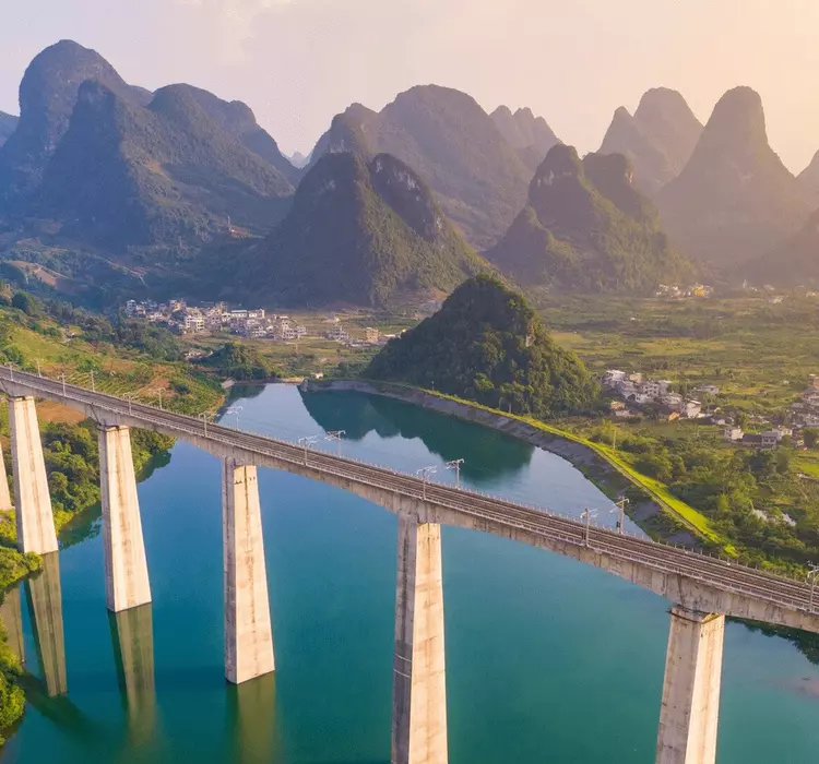 China High-speed rail through the karst landform in China