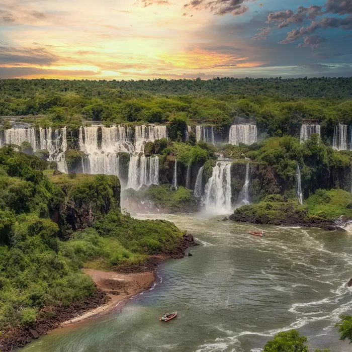 The Iguazu Falls on the Argentine side. Photographed from the Brazilian side.