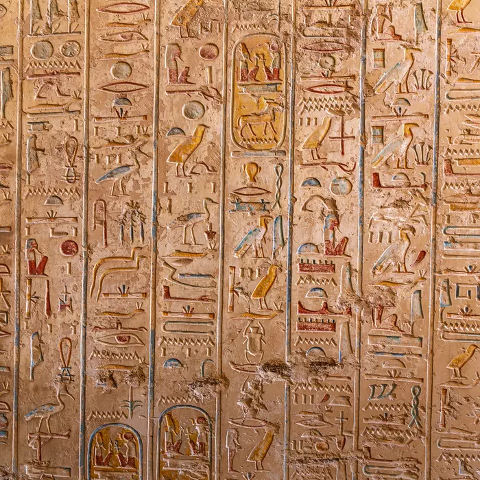 Hieroglyphics on a tomb in Luxor