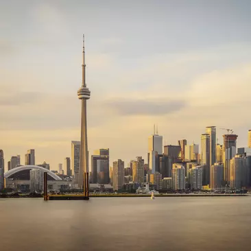 Toronto skyline at sunset from Toronto Islands