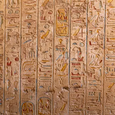 Hieroglyphics on a tomb in Luxor