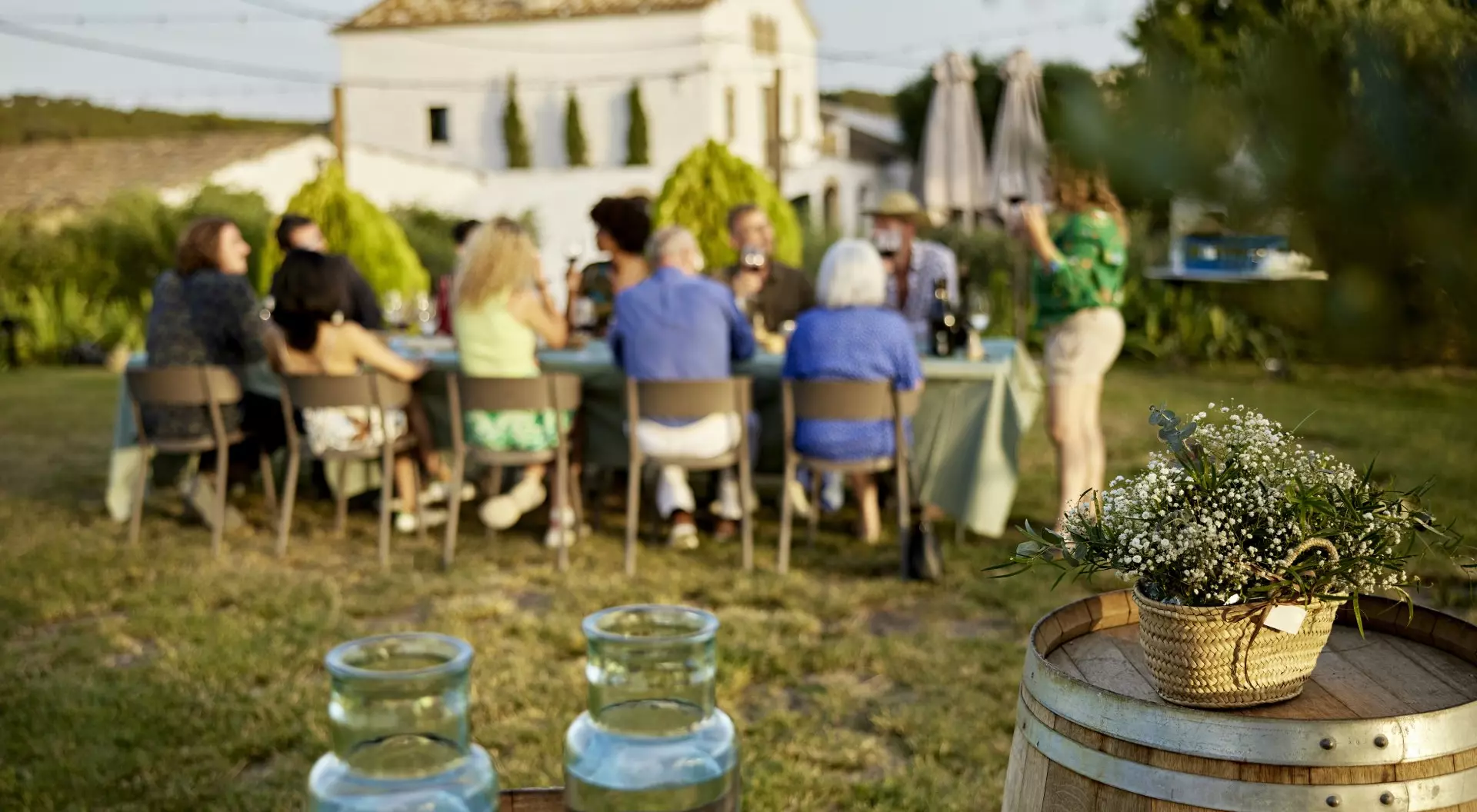 A small group trip at a winery