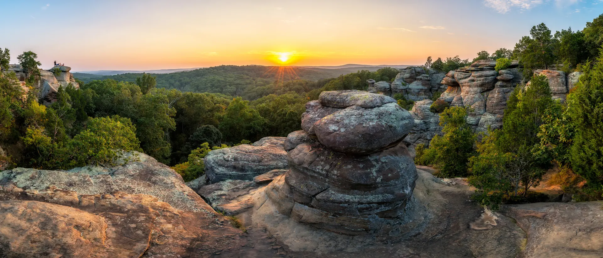 Shawnee National Forest Rock formations and summer sunset, Garden of the God's, Southern Illinois