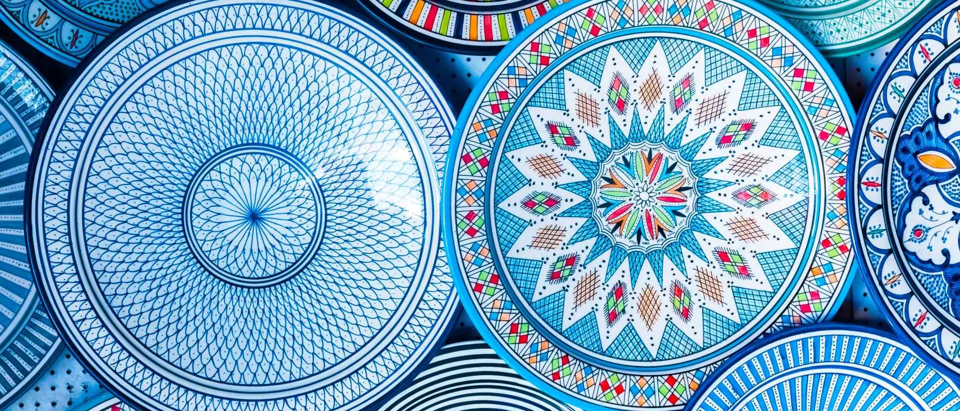 Colourful traditional dish plates of Morocco