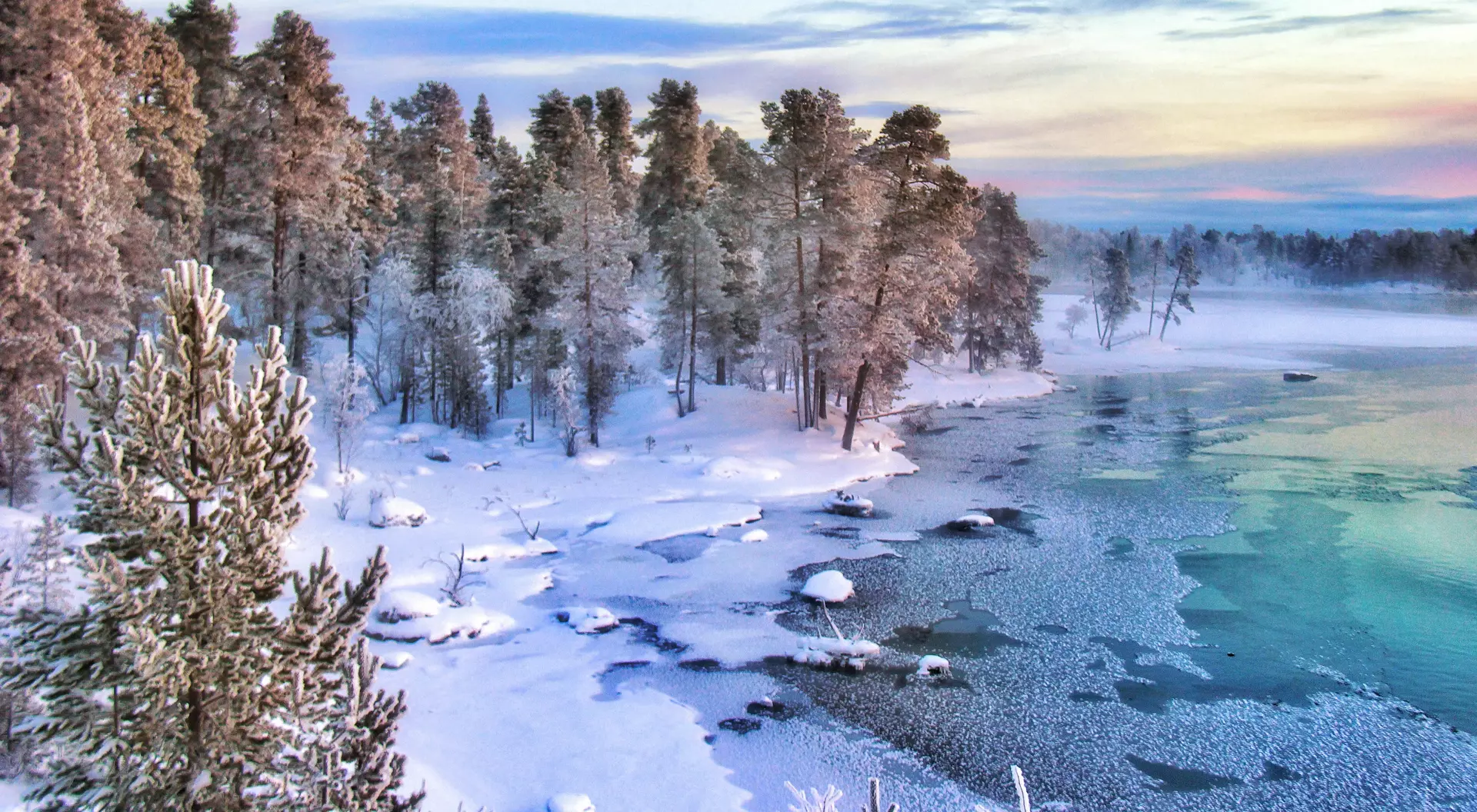 Splendid colorful landscapes in the north of Finnish Lapland around the town of Ivalo.