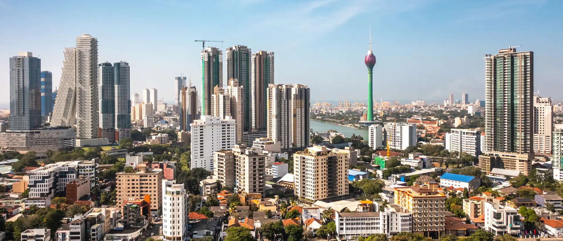 Colombo Skyline of Colombo, Sri Lanka featuring Altair towers, a 68 floor vertical tower and 63 floor for leaning tower