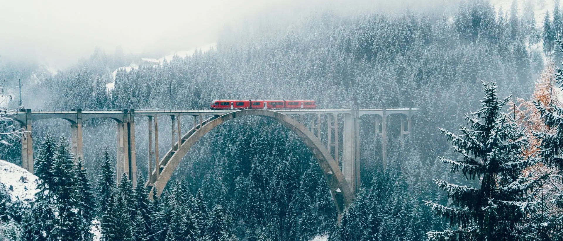 Switzerland Scenic view of train on viaduct in Switzerland