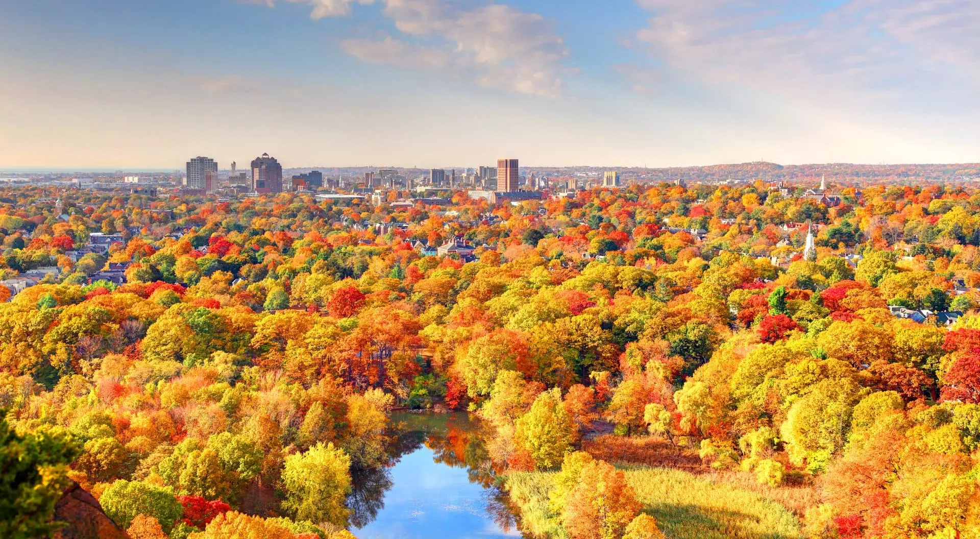 Stunning fall foliage in New Haven is the second-largest city in Connecticut.