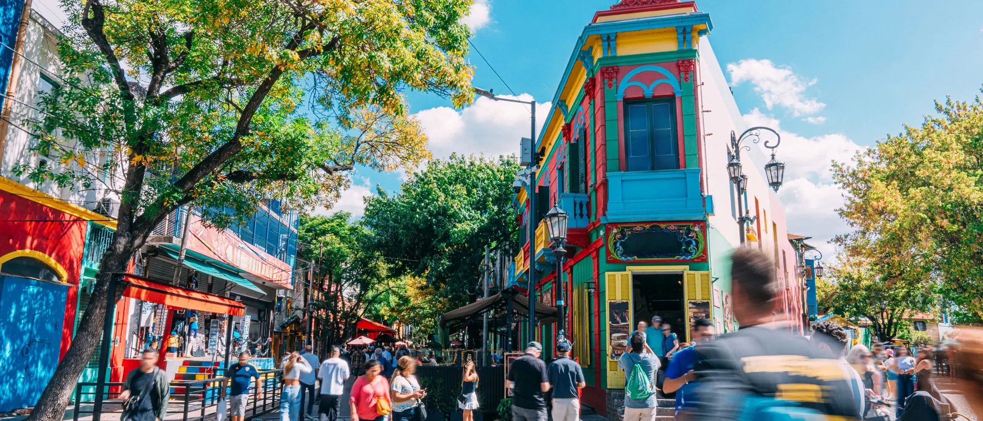La Boca, Buenos Aires, Argentina ibrant Colored Buildings and Tourists in La Boca, Buenos Aires, Argentina