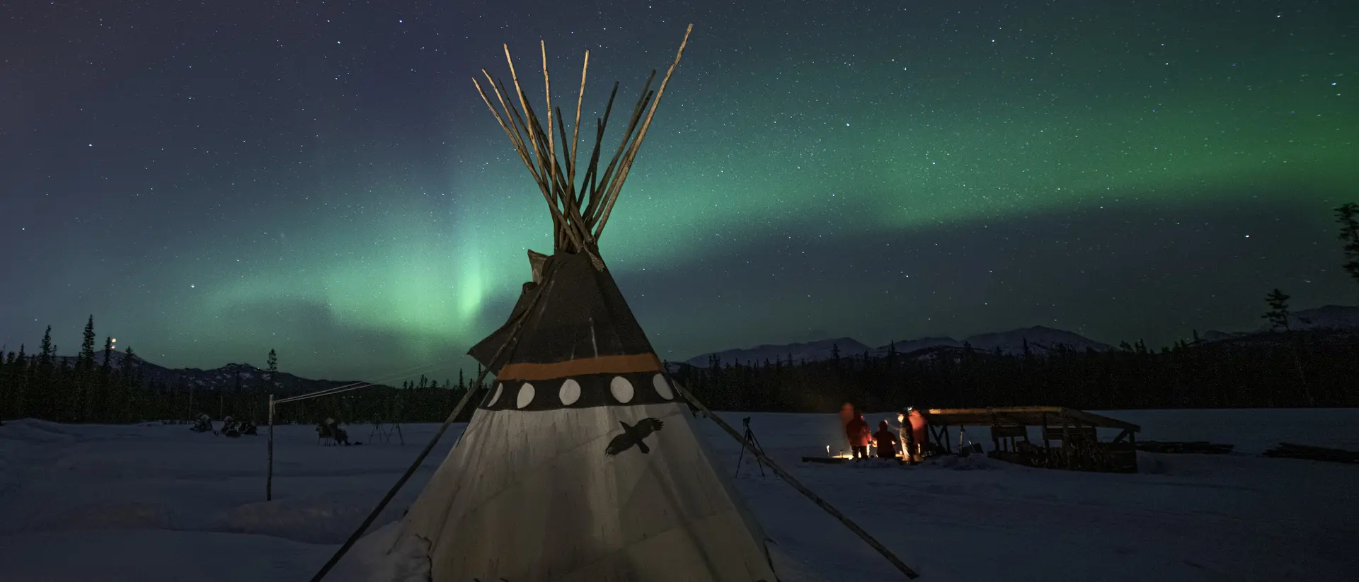 Yukon, Canada Northern Lights as seen from the Yukon Territory, Canada with a teepee