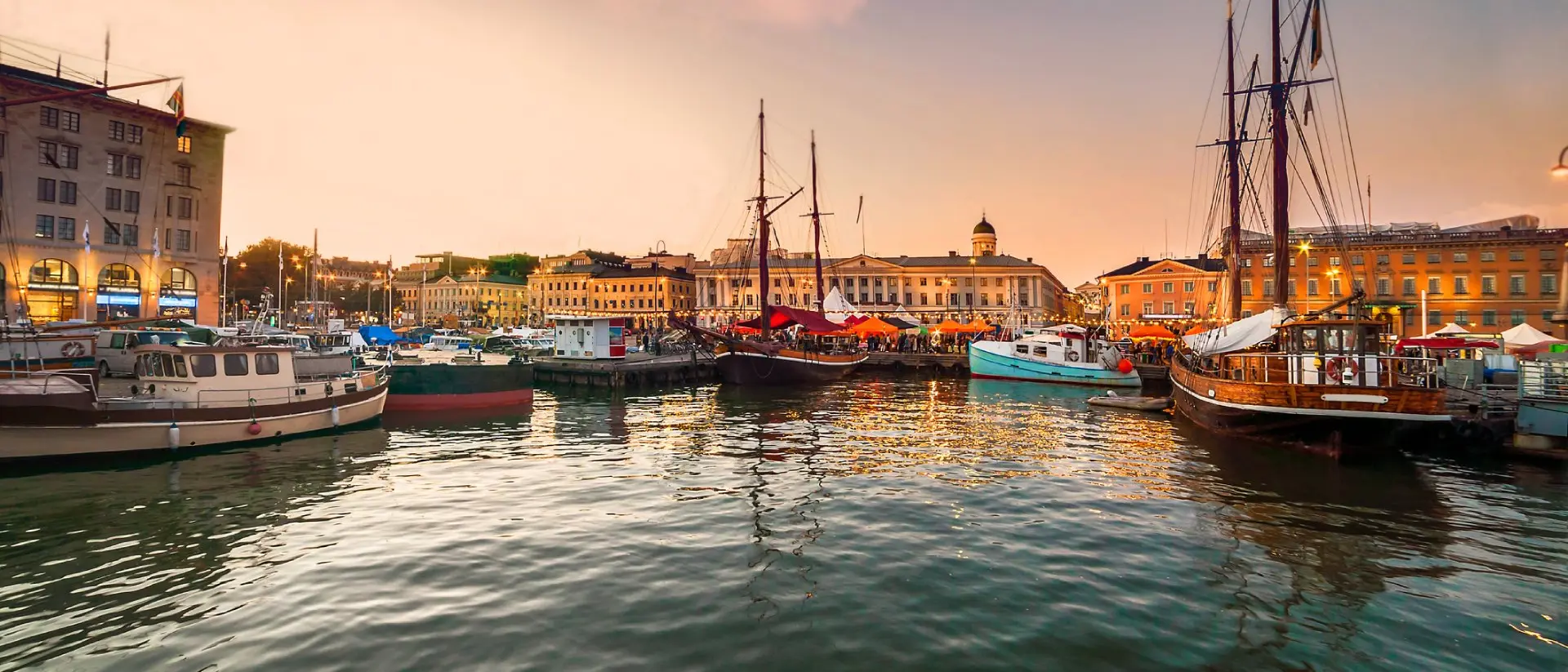 Helsinki, port at sunset