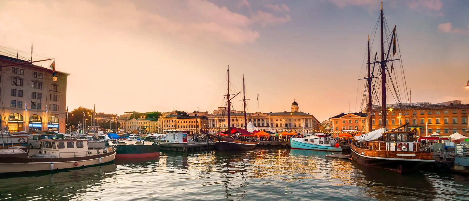 Helsinki, port at sunset